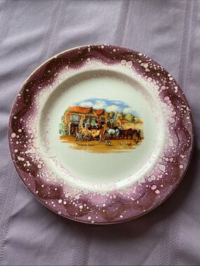 Decorative 'Dickens Days' Plate in Purple and White